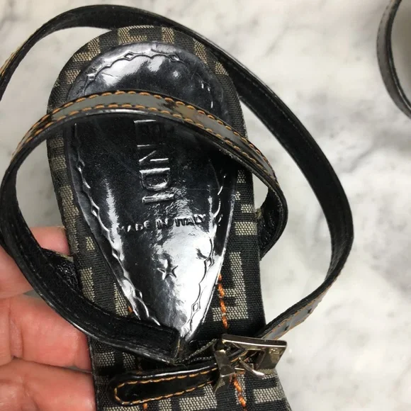 Fendi Multicolor Strappy Logo Sandals - Red, Yellow, Green, Black - Picture 4 of 9